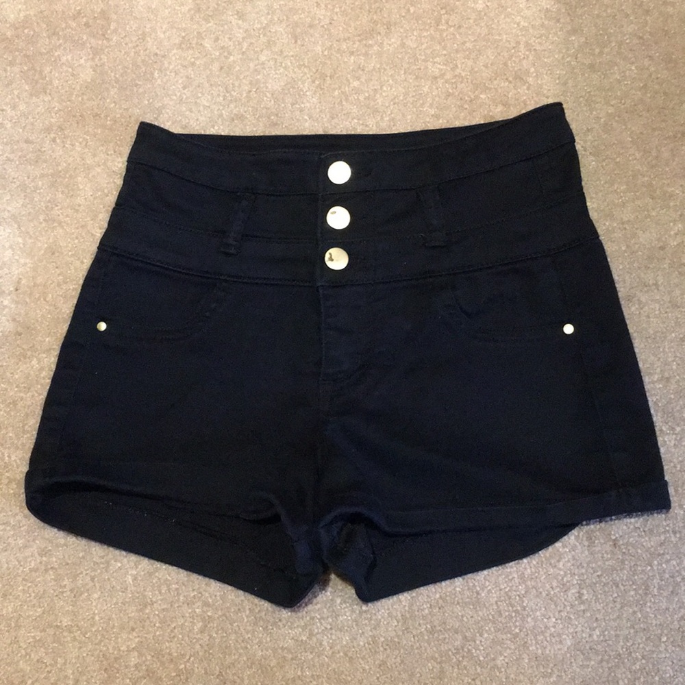 Black High Waisted Jean Shorts